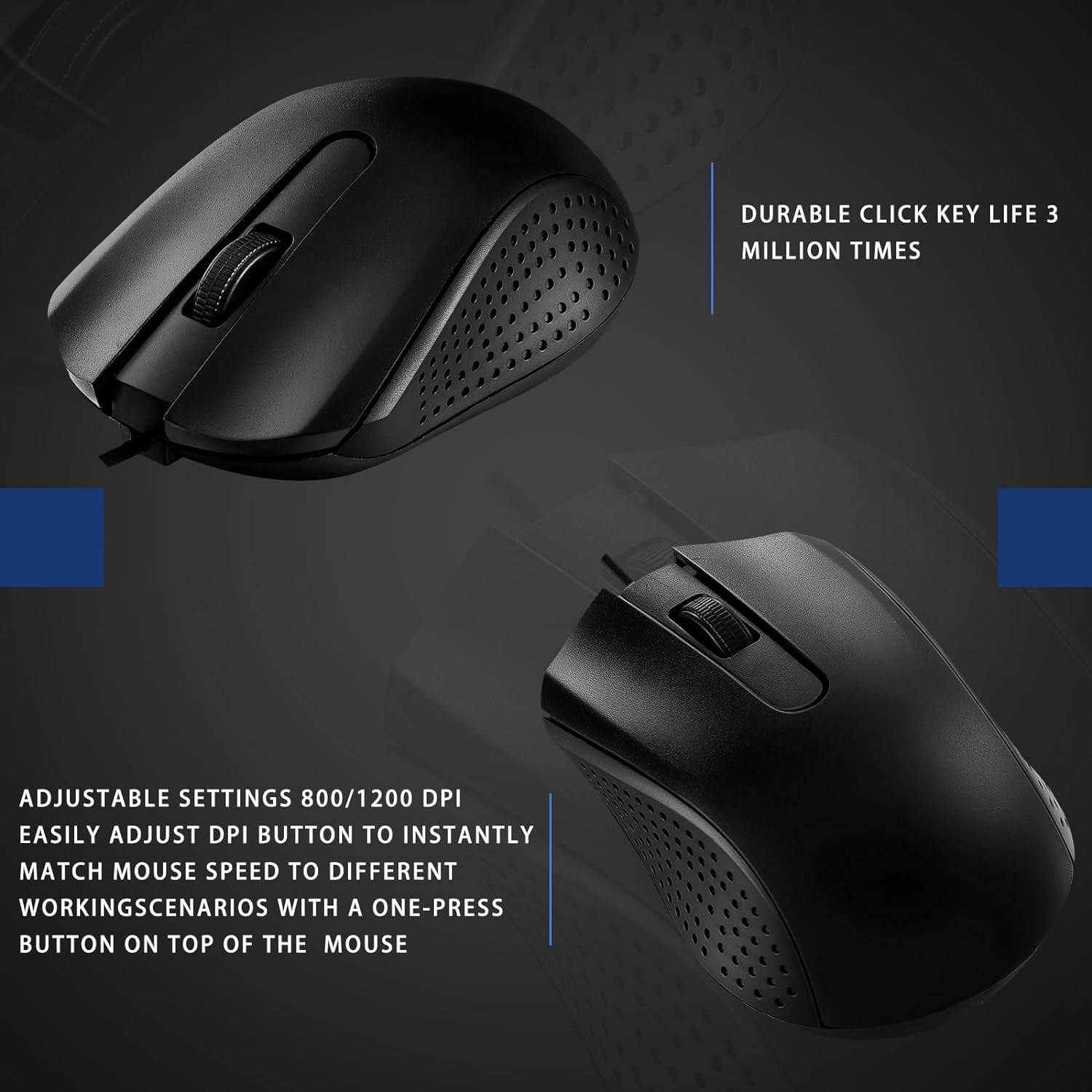12 Pcs Wired Computer Mouse Buk Cord USB Computer Mice Ergonomic Wired Mouse for Pcs Computers aptops Gaming Office Home Suppies(Back)