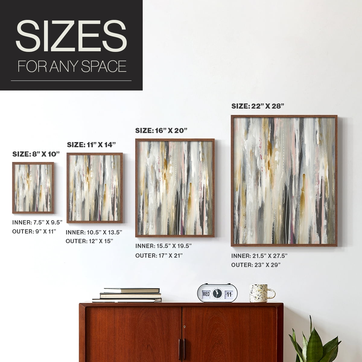 Color Ripple Framed Print in Brown Solid Wood Framed Print No Nail Hanging