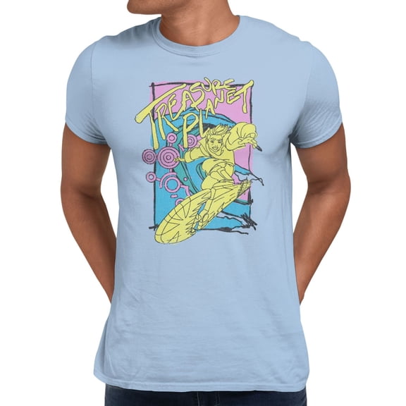 Disney Treasure Planet Psychedelic Surfer Men's T Shirt (Light Blue, S-XXXL)