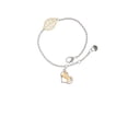 thumbnail image 2 of Delight Jewelry Two-tone Stallion Silhouette Heart - Goldtone Leaf Delicate Bracelet, 6.25+1.75", 2 of 4