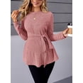 thumbnail image 4 of DOPI Women's Maternity Shirts Casual Long Sleeve Tie Front Ribbed Knit Pregnancy Tee Top, 4 of 6