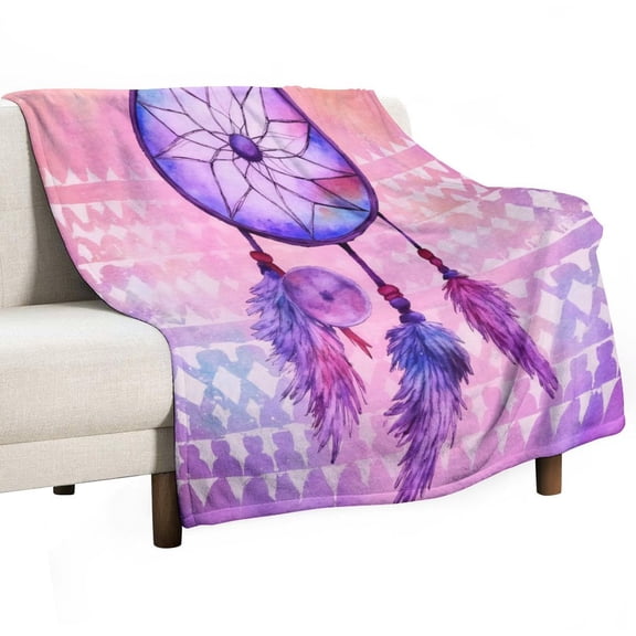 Dreamcatcher Watercolor Art Blanket Soft Throw Warm Lightweight Plush Blanket for Couch Bed Sofa