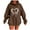 Brown, variant on Hooded Sweatshirts for Women Fall Fashion Hoodies Casual Loose Love Printed Outdoor Hoody Jackets Round Neck Long Sleeve Hoodie Pullover Winter Outwears with Pocket