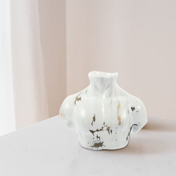 MLINS  Marble Vase Arrangement Hydrangea Artificial Flowers Vases Light Grey