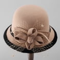 thumbnail image 2 of MEICHEN Fashion Solid Color Bowler Hat with Bowknot Mesh Ornament for Women Winter Elegant Retro Cloche Hat Women's Bucket Hat, 2 of 8