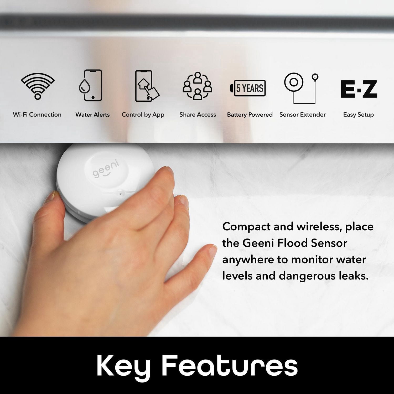 Merkury Innovations Capteur D'inondation Wi-Fi Intelligente