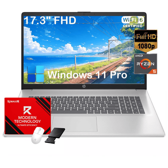 HP 17.3" FHD Flagship Laptop for Business and Students, AMD Ryzen 5 7430U (6-core), 16GB DDR4, 1TB SSD, Numeric Keyboard, Wi-Fi 6, Windows 11 Pro