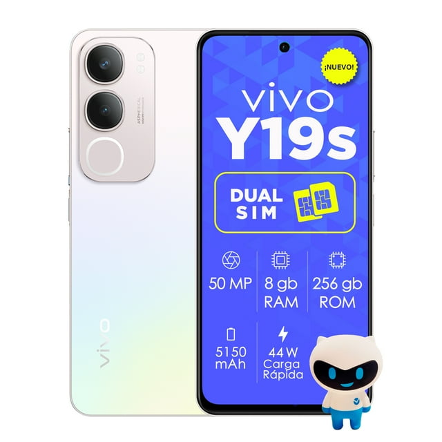 Celular vivo smartphone Y19s Dual SIM – 256GB ROM, 16GB RAM (8+8 Extendida), Pantalla 90Hz, Batería 5500mAh – Desbloqueado