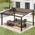 thumbnail image 5 of MELLCOM Gazebo 12x16 with Adjustable Polycarbonate Roofs, All Aluminum Frame Permanent Pergola for Patio, Outdoor Freestanding Shelter, Dark Brown, 5 of 9