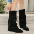 thumbnail image 6 of Viluyesy Womens Wide Calf Boots, Pull-On Chunky Heels Round Toe Fashion Knee High Suede Boots Black, 6 of 9