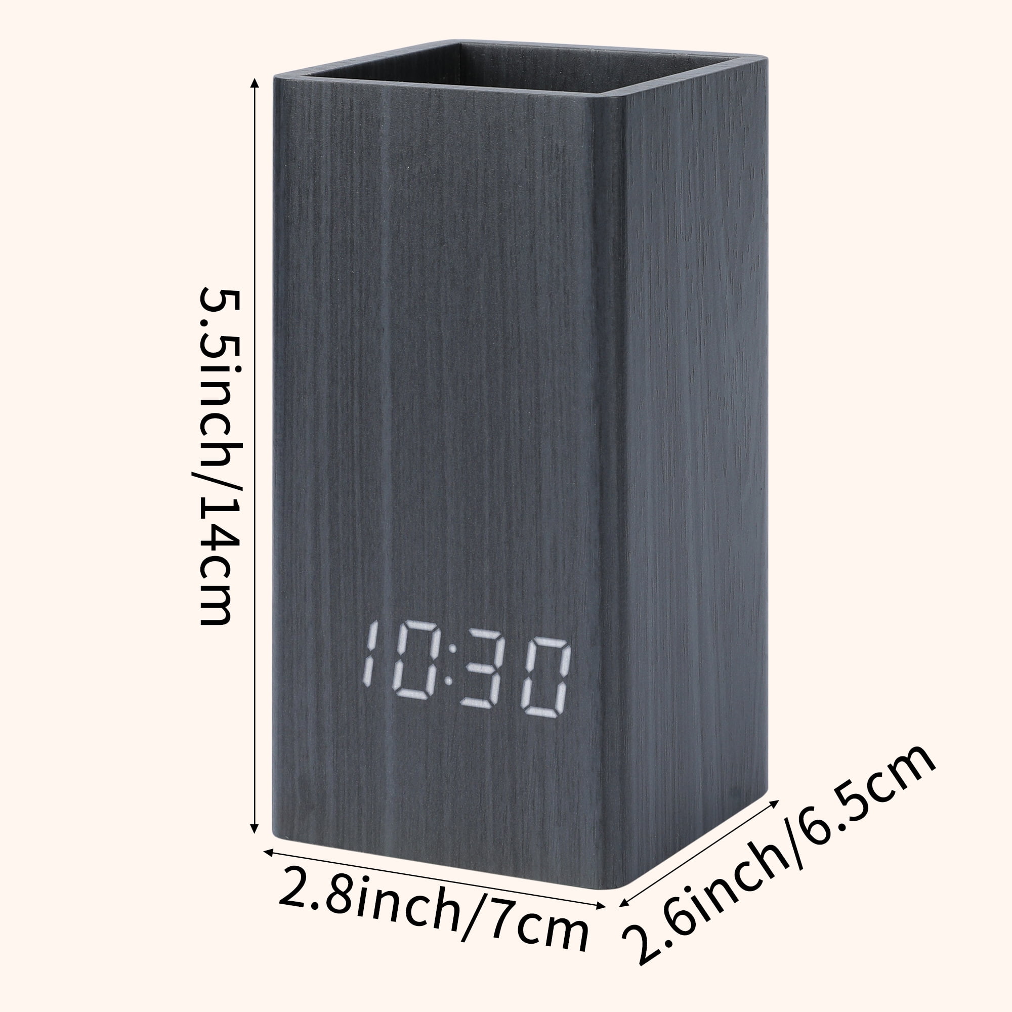 Unique Bargains Voice Wake-Up LED Alarm Clock Brown 5.5"L x 2.6"W x 2.8"H