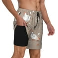 thumbnail image 3 of Picia Chicken pattern Mens Swim Trunks with Compression Liner Stretch Beach Shorts Quick Dry with Zipper Pockets No-Chafing Board Shorts-Medium, 3 of 9