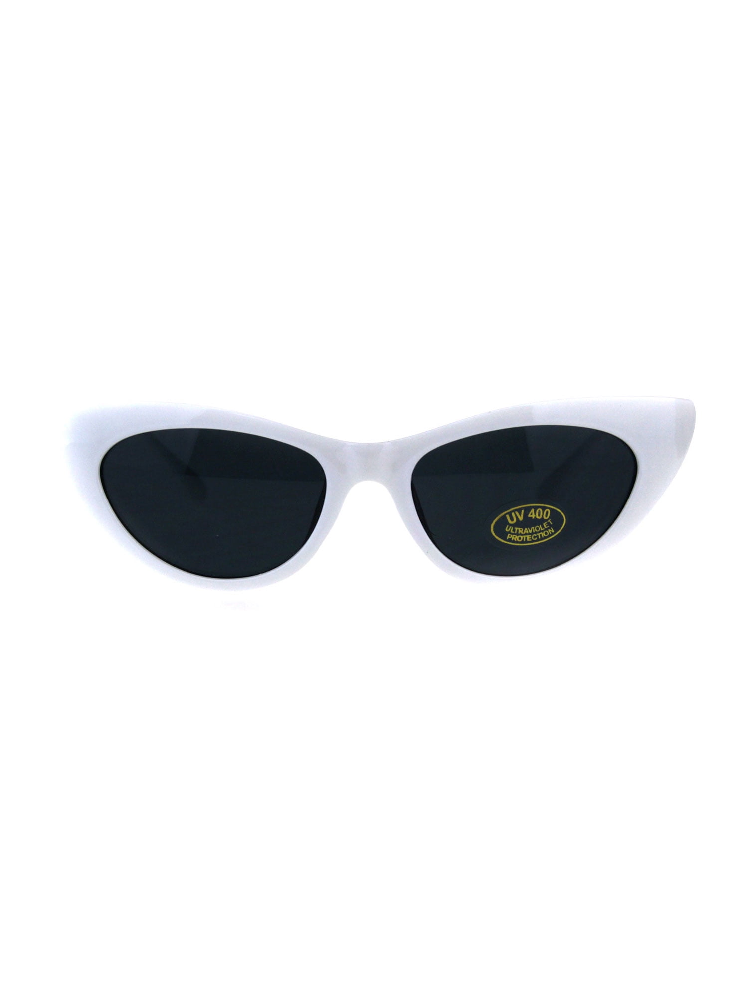 Womens Futuristic Retro Narrow Goth Cat Eye Plastic Sunglasses White Womens Futuristic Retro Narrow Goth Cat Eye Plastic Sunglasses White