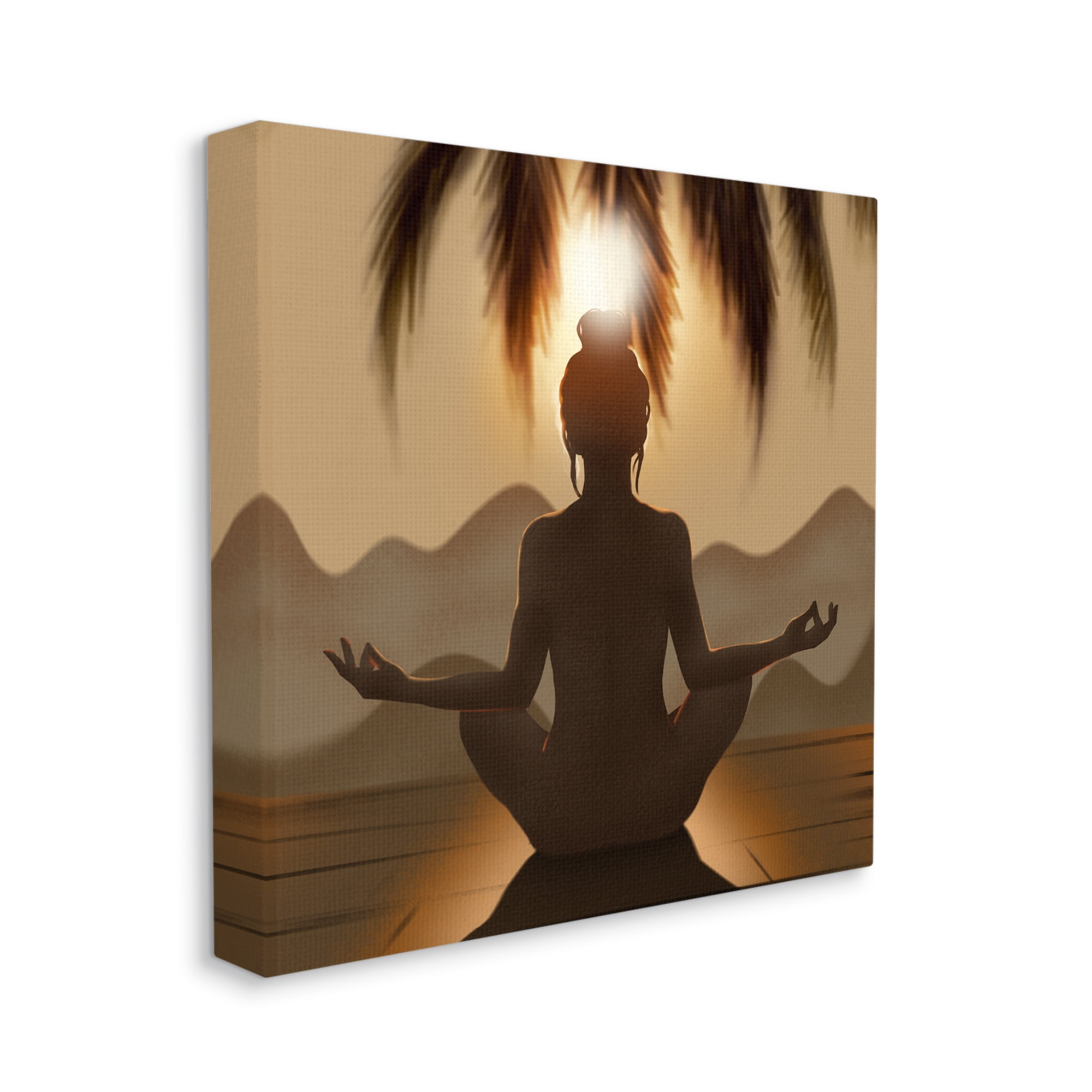 Stupell Industries Tranquil Meditation Sunlit Woman Silhouette Mountain Scenery Photograph Gallery Wrapped Canvas Print Wall Art, Design by Ziwei Li