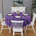 thumbnail image 2 of Purple Halloween Black Bats Round Tablecloth 60"x60",Wrinkle Wipeable Table Cloth for Kitchen Dining Room Picnic Patio Party, 2 of 6