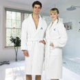thumbnail image 2 of Authentic Hotel and Spa  White Unisex Turkish Cotton Waffle Weave Terry Bath Robe with Navy Block Monogram V S/M, 2 of 5