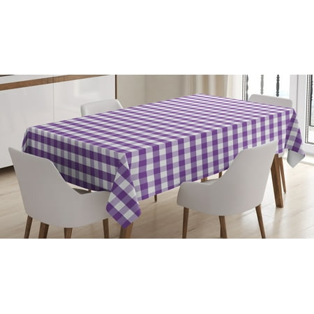 - Checkered Tablecloth, Purple and White Colored Gingham Checks Rows Picnic Theme Vintage Style Print, Rectangular Table Cover for Dining Room Kitchen, 60 X 90 Inches, Purple White, by Ambesonne
