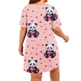 thumbnail image 4 of Aobny Casual Women's Plus Nightgowns Plus Size Pink Animals Sleep Dresses Short Sleeve Crew Neck Teens Tops Sleeping, 4 of 6