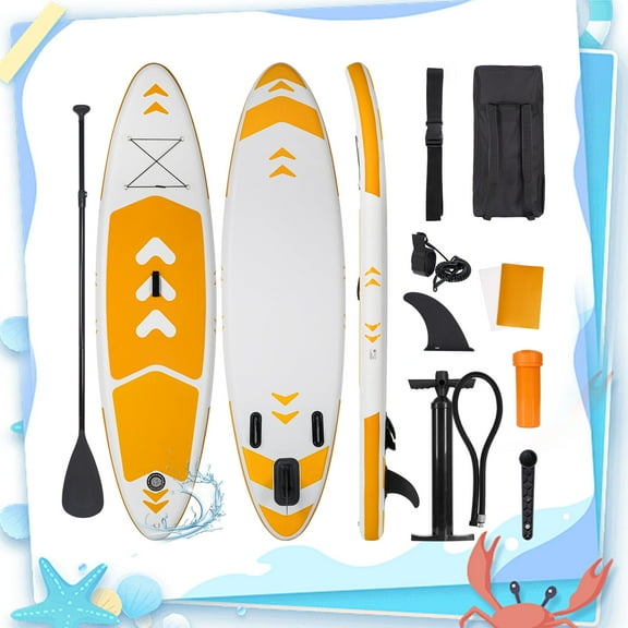 Naipo 120"x30"x6" Inflatable Paddle Board Stand Up Paddle Board  SUP Board Ultra-Light  (17LBS) For Summer Surfing, Orange