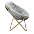 thumbnail image 6 of Emma + Oliver Folding Double Saucer Chair in Gray Faux Fur with a Soft Gold Steel Frame for Dorm, Living Room, or Bedroom, 6 of 13