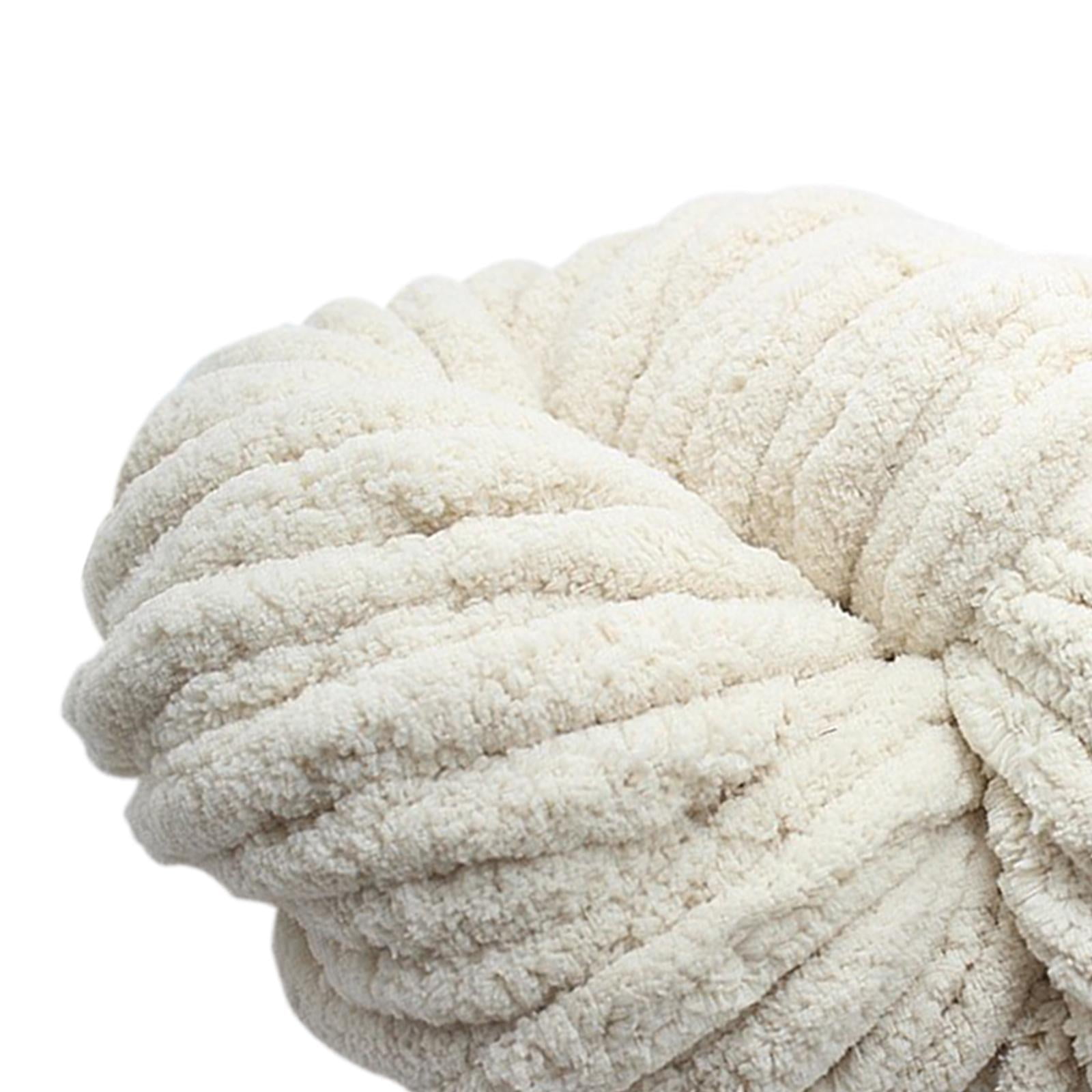 Tachiuwa Chunky Chenille Yarn for Crocheting, Bulky Thick Yarn for Knitting,Super Bulky Chunky Yarn for Hand Knitting Blanket Beige