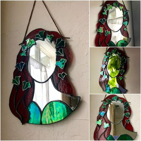 

Home Decorations Indoor Stained Glass PoisonIvy MirrorGlass Suncatcher Mirror Colorful Acrylic Decorative Pendant Decorative Reflective Pendant