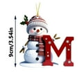 thumbnail image 2 of BingTong Personalized Snowman Ornament Personalized A-Z Letter Ornament Flat Inital Letter Snowman Christmas Ornament For Xmas Tree Decor Gifts For Family Kids Friends M Red, 2 of 6