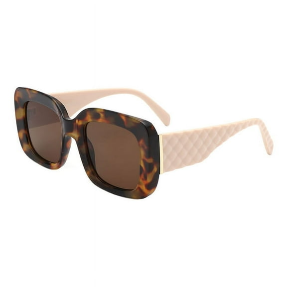 Womens Sunglasses Oversized Square Textured Diamond Pattern UV400 Tortoise Beige