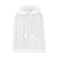 thumbnail image 4 of Veste Réversible Grande Taille Femme Chaude à Capuche Zippée Manteau Coréen Mode Confortable Couleur Unie, 4 of 6