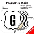 thumbnail image 2 of Letter G (5 Pack) 4 inch X 4 inch Shield Shaped Heavy Duty 3.2 mil Vinyl Decals Weather Resistant Made in the USA, 2 of 5