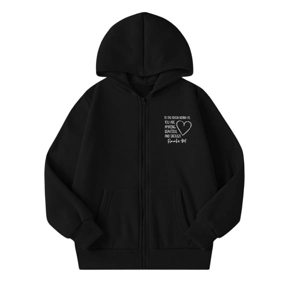 Tiijoy Girls Hoodie Fleece Zip Up Hooded Sweatshirt Kids Casual Jacket, Black, Sizes 5-14