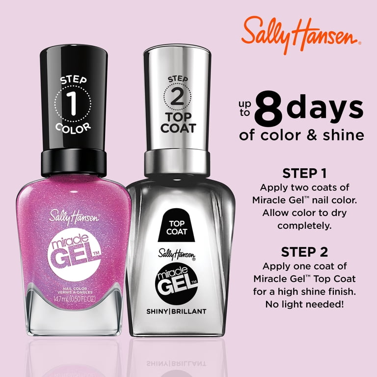 Sally Hansen Miracle Gel Nail Polish, Top Coat Beauty, Quartz and