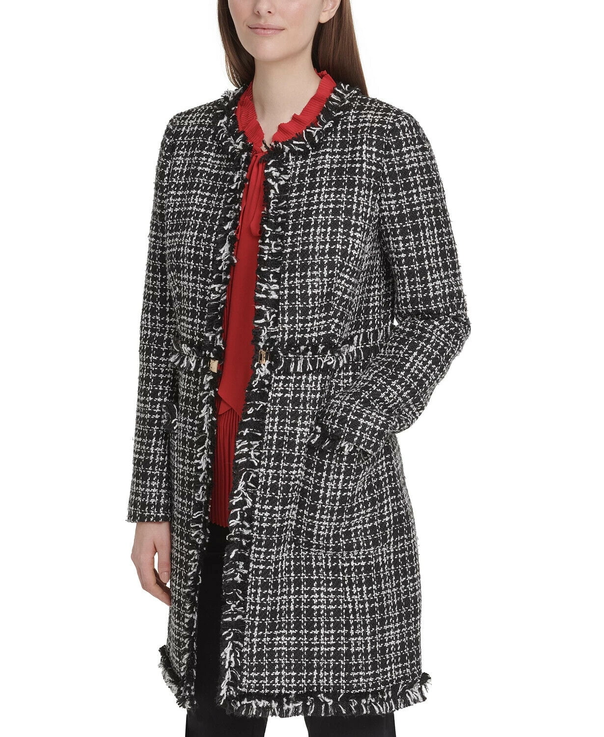 DKNY Women Tweed Topper Jacket Black White Combo Size 14 Walmart
