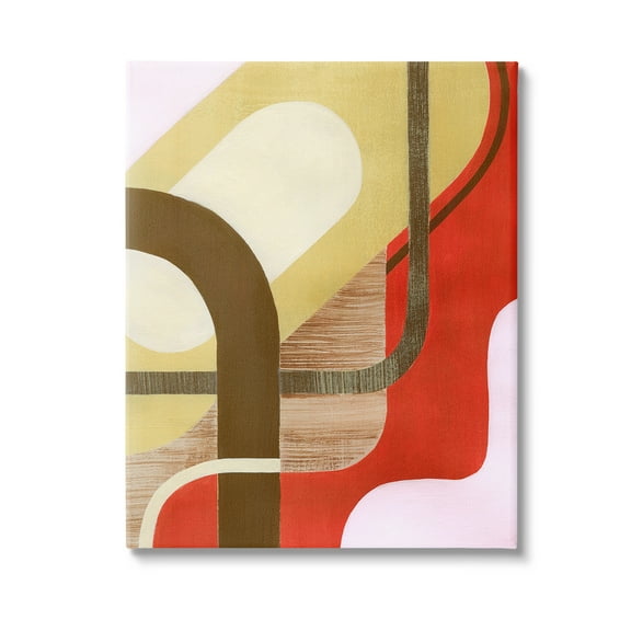 Stupell Industries Wavy Retro Shapes Abstract Painting Gallery Wrapped Canvas Art Print Wall Art, 16 x 20
