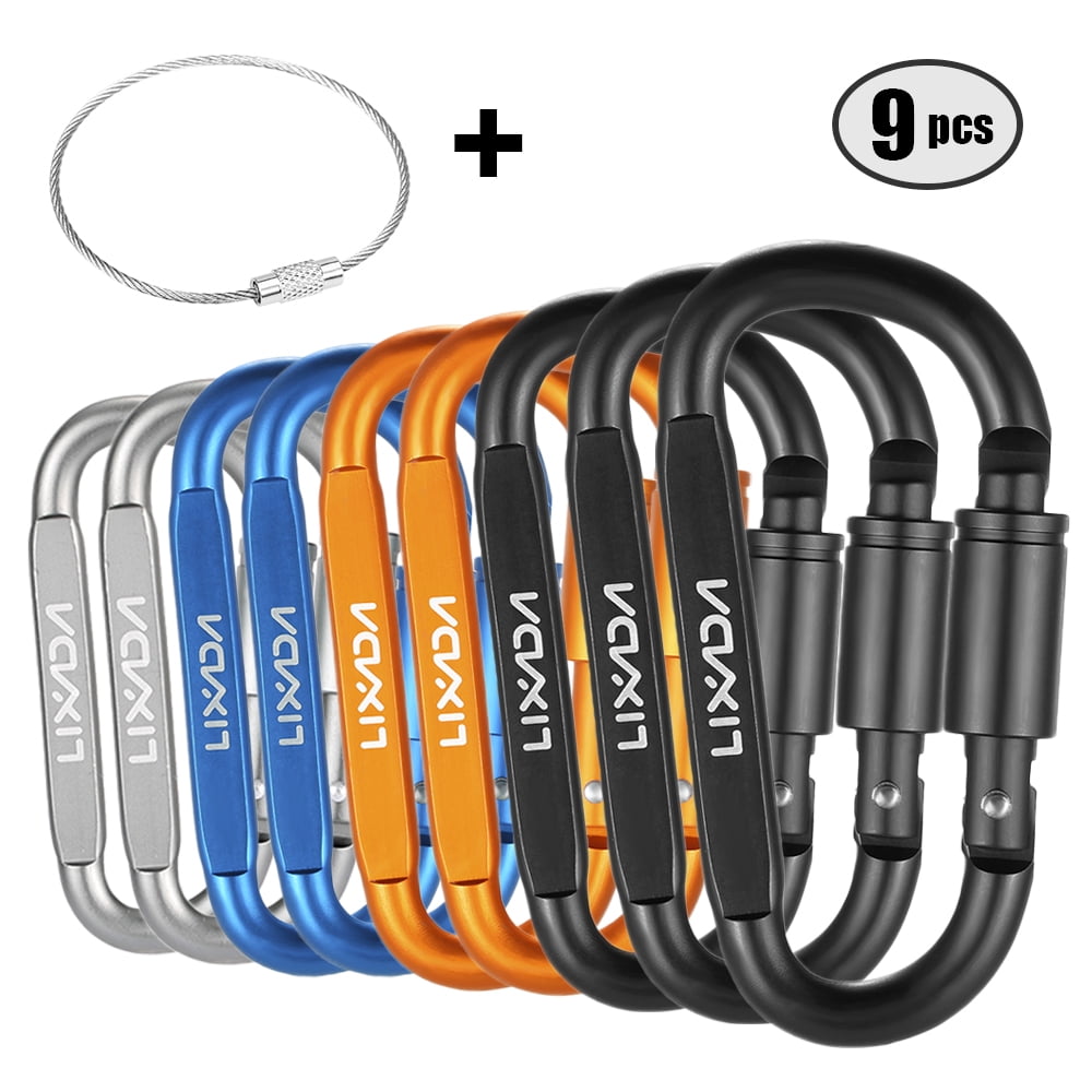 2pcs Outdoor Camping Double Gate Lock Carabiner Buckle Hanging Hook Keychain 