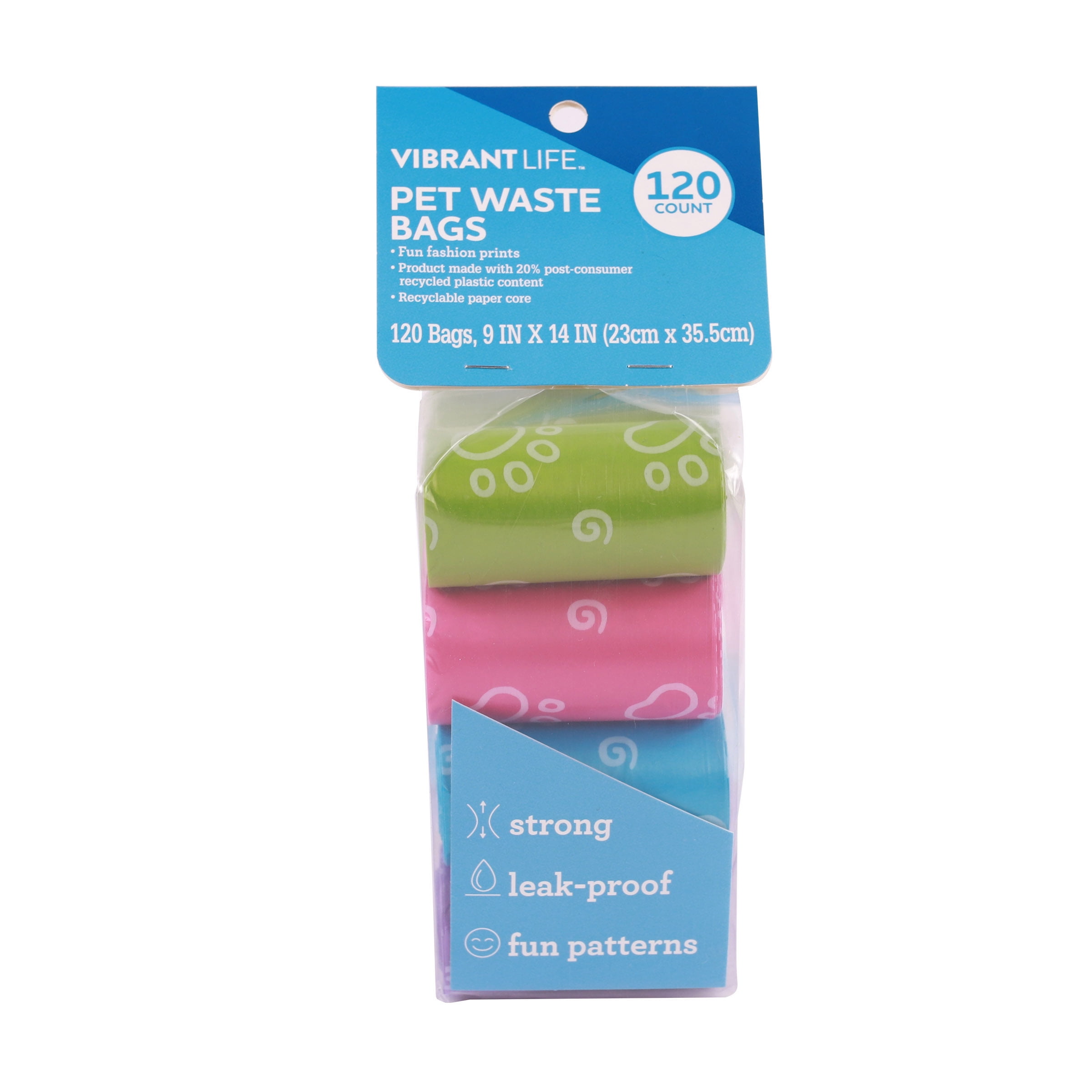 (2 pack) Vibrant Life Fashion Waste Pick up Bags for Dogs, Multicolor, Unscented, 120 Count