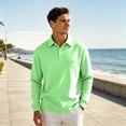 thumbnail image 5 of CCRFTGI Polo Shirts for Men Button Casual Classic Stretchy Solid Designed Golf Polos with Pocket Light Green M, 5 of 6