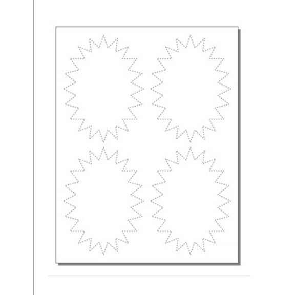 Printable Punch-Out Starbursts, 5" x 3-3/4", 4-UP on White 8-1/2" x 11"-250 Shts