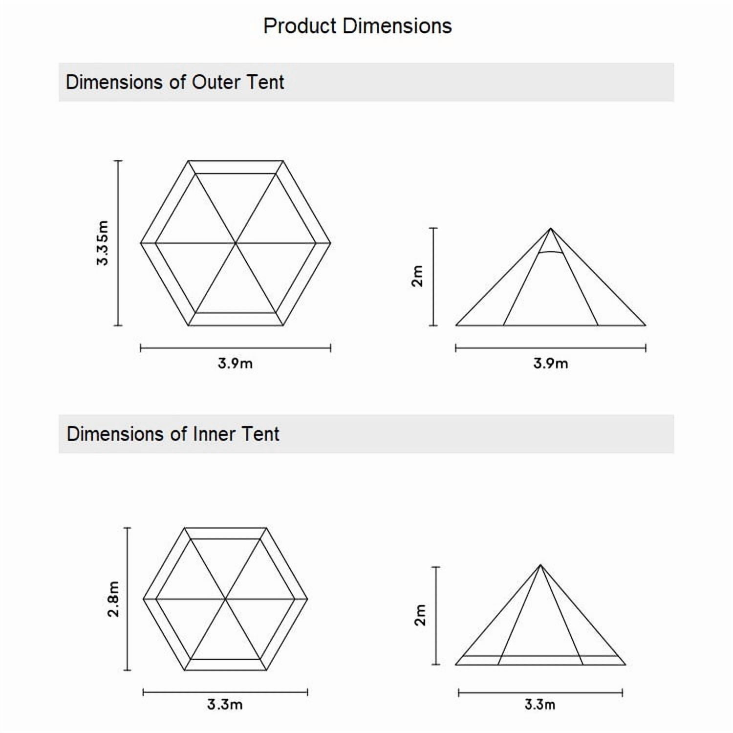Outdoor Portable Camping Pyramid Tent Waterproof Anti-UV Centre-Pole-Free Indian Teepee Tent
