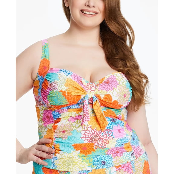Bleu by Rod Beattie Plus Fresh Picks Tie Front Swimsuit Top 20W 20 W