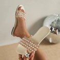 thumbnail image 6 of Pearl Flip Flops New Summer Oversized Flat Bottomed Round Toe Sandals Sandals for Women 2025 Beige 41, 6 of 8