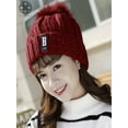 thumbnail image 6 of Luxtrada Womens Winter Hat Warm B Letters Knitted Hat Thick Beanie Cap & Scarf for Winter Knit Ski Beanies Outdoor Sport Hats (Wine Red), 6 of 6