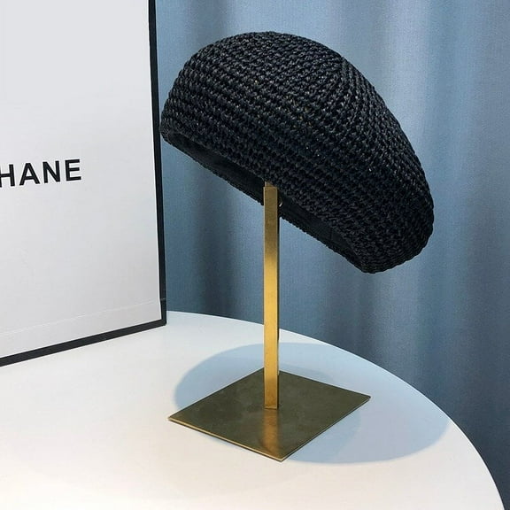 SikaFu Summer Thin Woven Beret Hat For Women, Spring And Summer Niche Style Small Fresh Hollow Breathable Beret Painter Hat