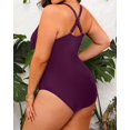 thumbnail image 4 of GFDYREE Women Plus Size One Piece Swimsuits V Neck Tummy Control Bathing Suits Front Cross Swimwear, 4 of 6