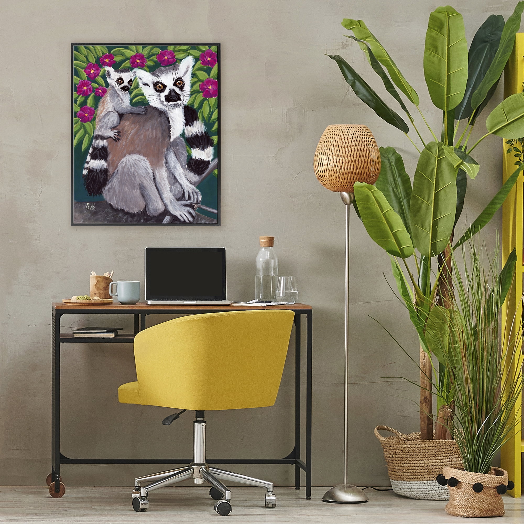 Stupell Industries Ring Tailed Lemur Mama & Baby Black Framed Giclee Art, design by Sarah Waldron Kimball