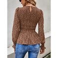 thumbnail image 4 of Túnica de las mujeres Top Casual Puff Manga Larga Plisada Llamarada Blusa Camiseta con Puño Smocked, 4 of 7