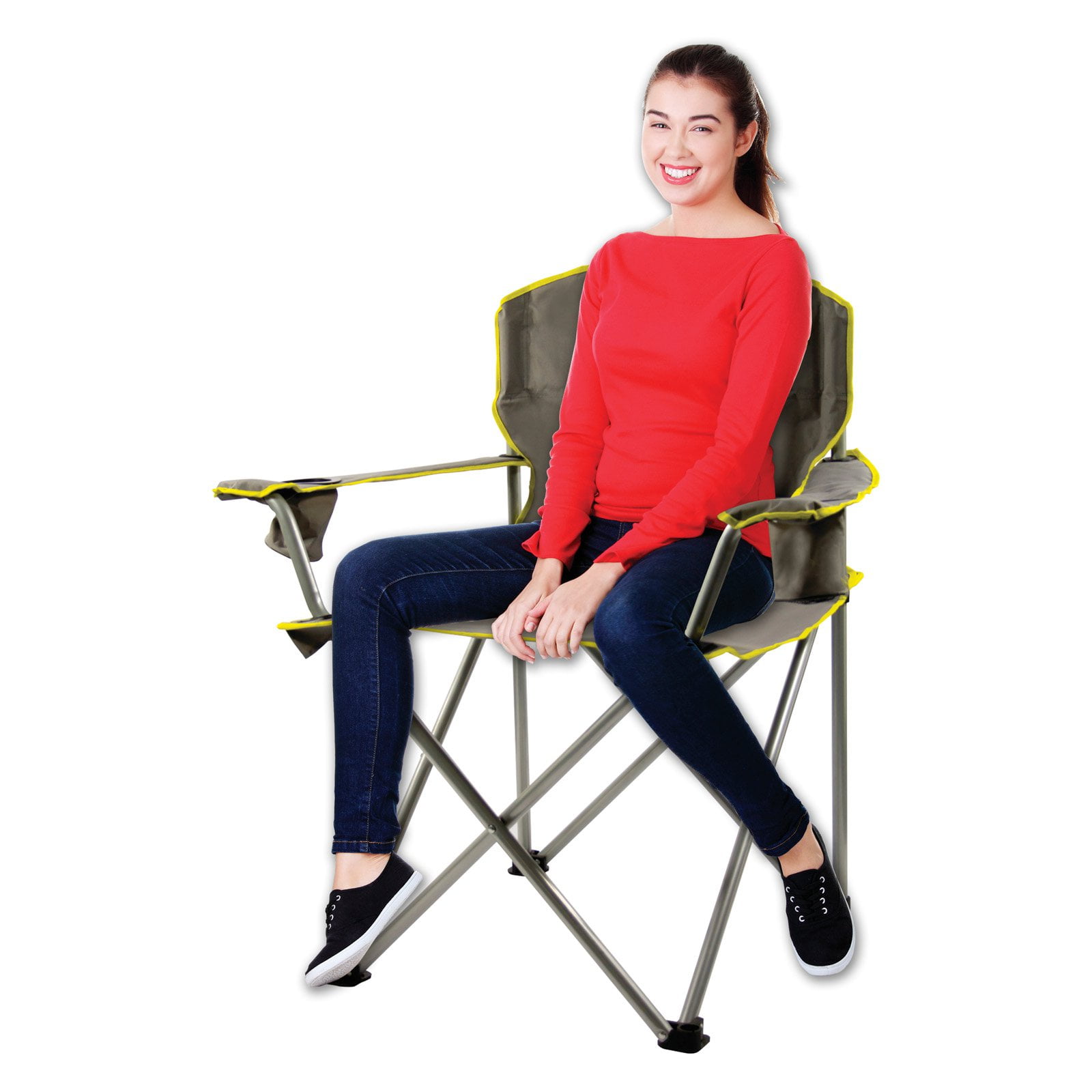 Quik Chair Heavy Duty Folding Camp Chair Grey 