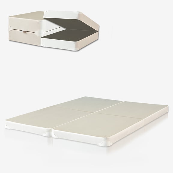 Continental Sleep, 4" King Fold Low Profile Wood Box Spring for Mattress, White