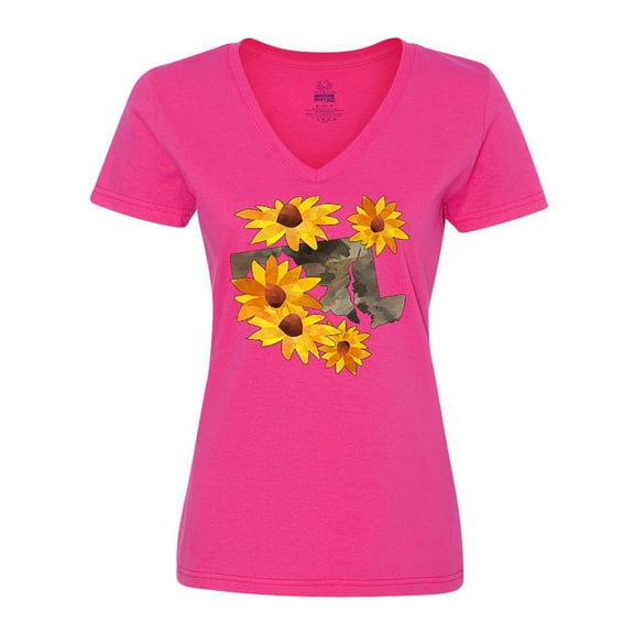 Inktastic Maryland-black Eyed Susans State Flower Women's V-Neck T-Shirt