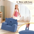 thumbnail image 5 of Bear-Shaped Kids Sofa, Teddy Fleece Foam Chair for Toddlers 3+ Years, Portable Bear Couch with Carry Handle, Removable Machine-Washable Cover (Navy), 5 of 10